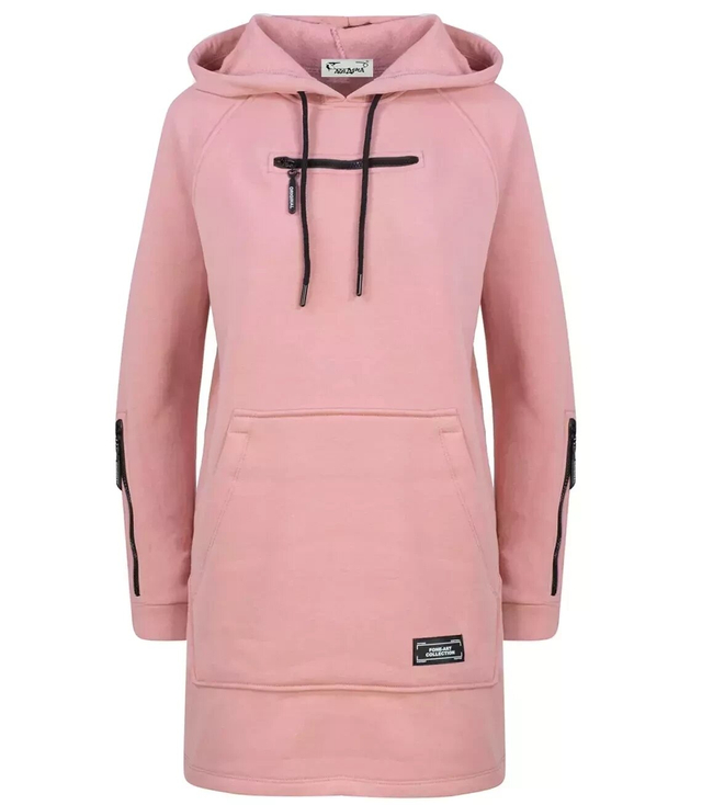 Dlouhé mikinové šaty na zip s kapucí