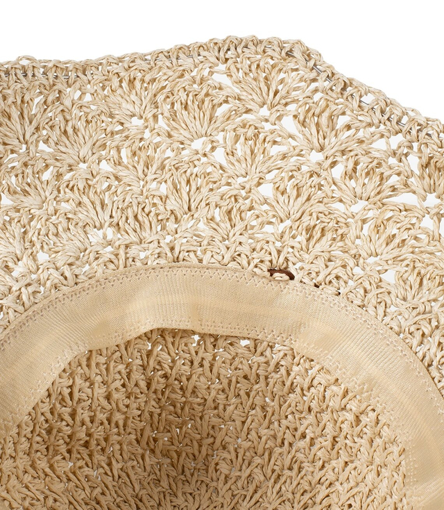 Módní velký pletený dámský klobouk s řemínkem