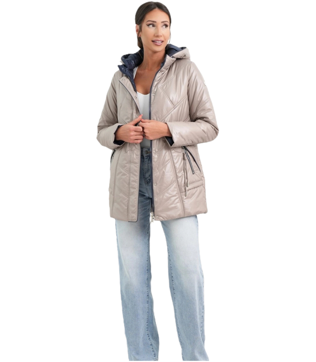 Dámská teplá přechodná bunda s kapucí Elegantní podzimní růže