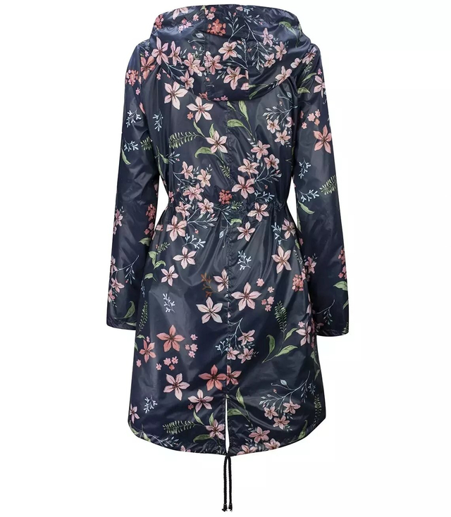 Lehký delší kabát parka třešňový květ