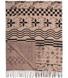 Teplá stylová šála s mozaikovým vzorem lesklá nit měkká hladká 180x70 cm