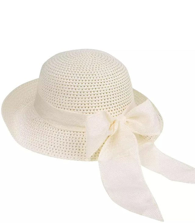 Ažurový slaměný klobouk s širokou mašlí