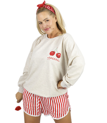  Dámská mikina oversize s potiskem třešní CHERRY PERFECTION