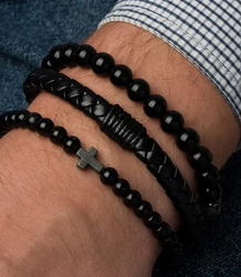 Sada pánských náramků z přírodního kamene