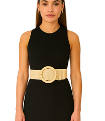 Pletený dámský opasek s velkou sponou