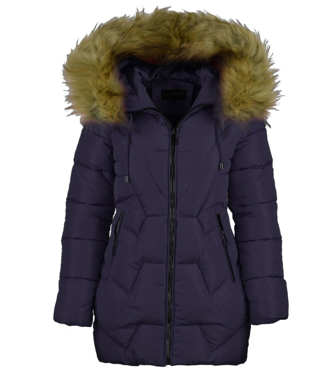 Dámská zimní bunda úzkého střihu s kapucí