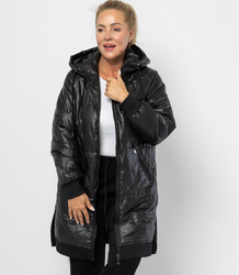 Dlouhá bunda s prošíváním a bočními rozparky ROMA PLUS SIZE