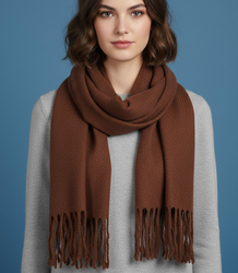 Elegantní šátek s třásněmi v jedné barvě