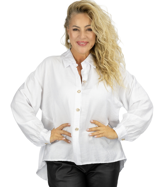 Volná košile s mašlí na zádech delší zadní díl LILIANA