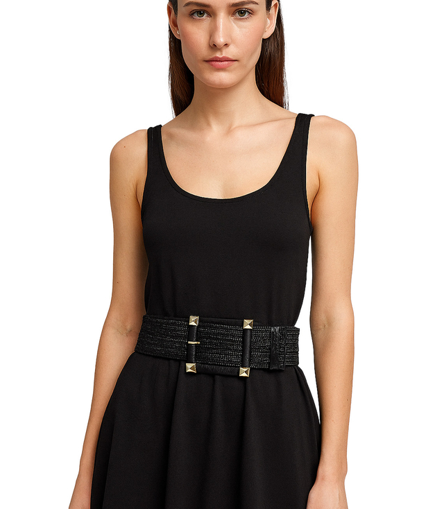 Pletený dámský opasek s velkou sponou