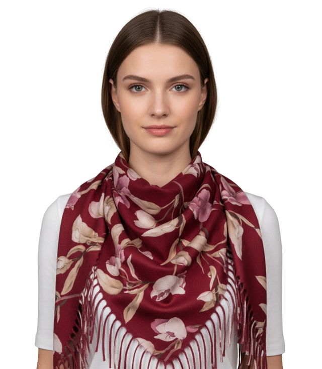 Elegantní květinová šála se střapci