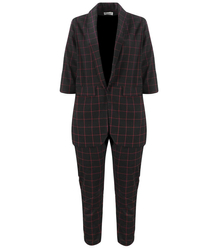 Kostkovaná sada saka a kalhot