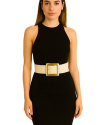 Pletený dámský opasek s velkou sponou