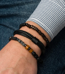 Sada pánských náramků z přírodního kamene