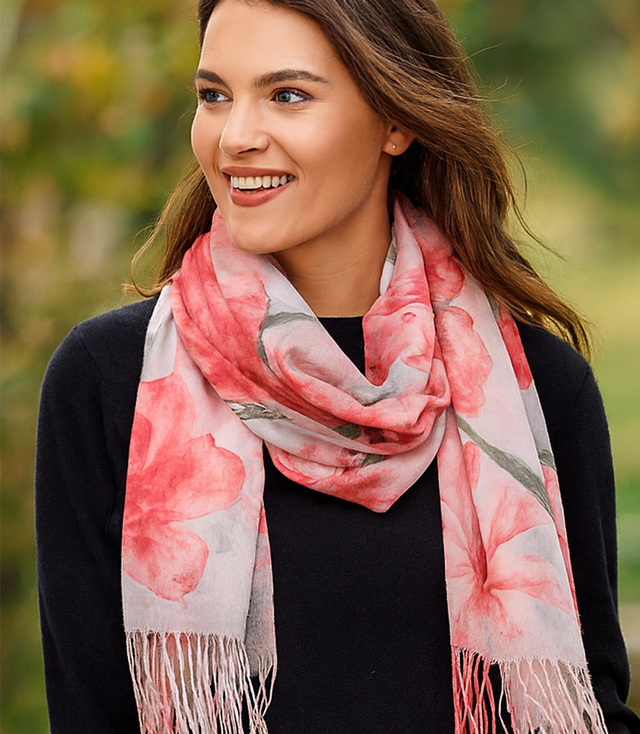 Dámská šála s květinovým vzorem 180x70