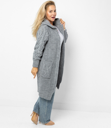 Kardigan Dlouhý tlustý svetr Kostkovaná vlna