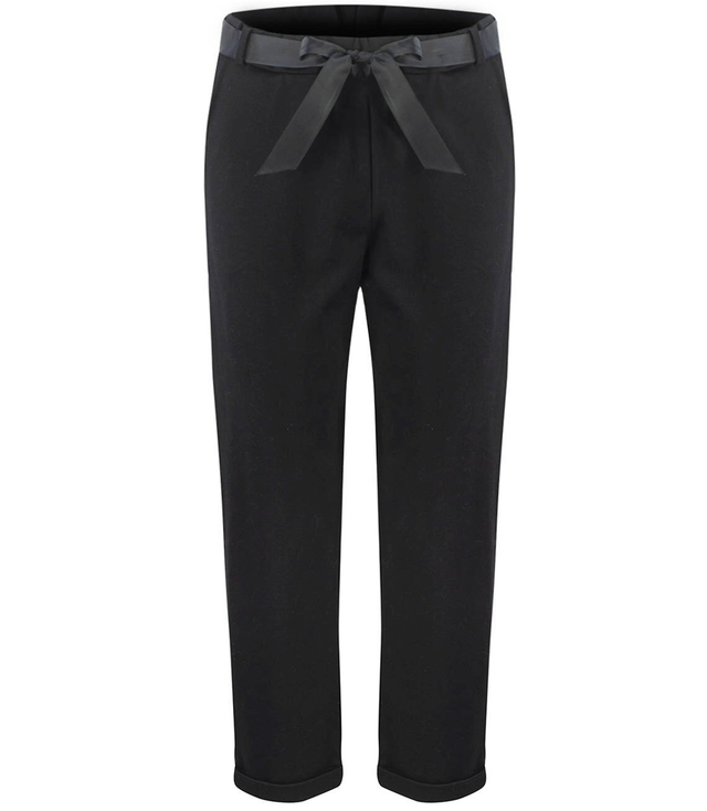 Černé žebrované teplákové kalhoty cigaretové kalhoty