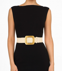 Pletený dámský opasek s velkou sponou