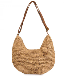 Půlkruhová boho kabelka s popruhem z ekokůže a zapínáním na zip