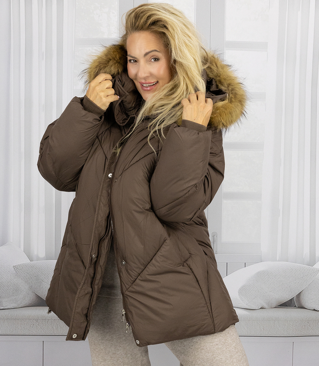 Teplá zimní bunda trapézového střihu COCO
