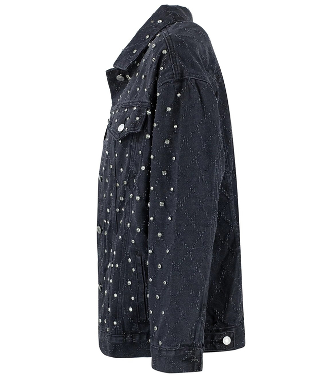 Džínová oversize bunda katana se zirkony SHINE