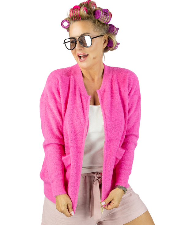 Krátký svetr s rozepínáním z nadýchané pleteniny "COCO CHIC"