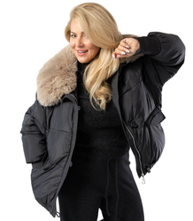 Zimní bunda bomber s odnímatelnou bundou z ovčí kůže IRMA