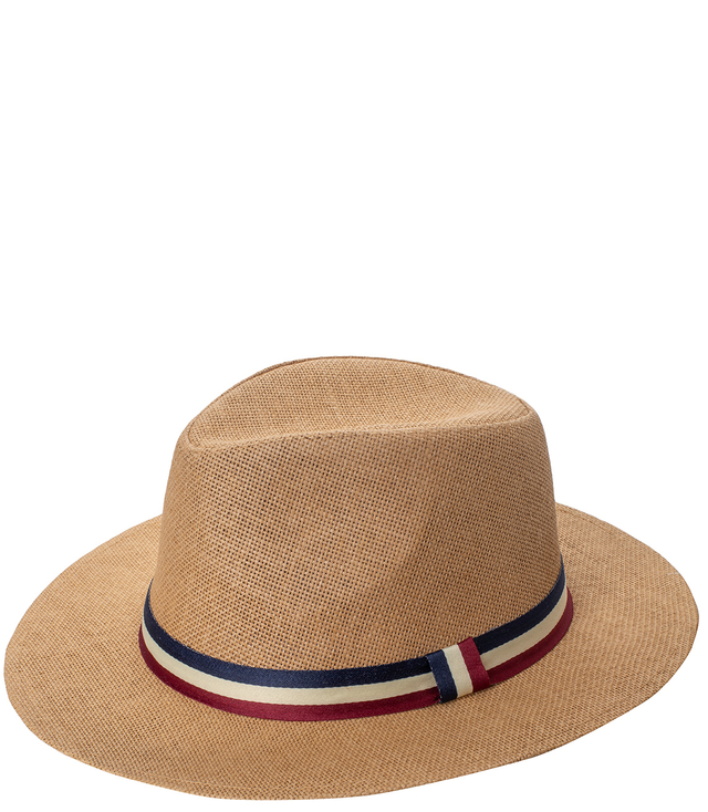 Pánský panamský klobouk s tříbarevným pruhem