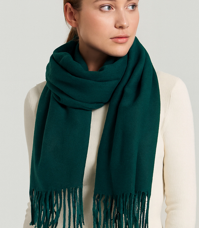 Šála Silná šála se střapci jednobarevná teplá měkká 200x70 cm