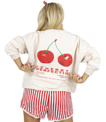  Dámská mikina oversize s potiskem třešní CHERRY PERFECTION