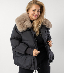 Zimní bunda bomber s odnímatelnou bundou z ovčí kůže IRMA