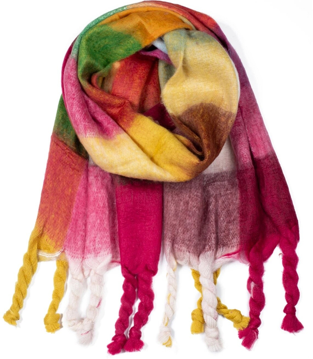 Nadýchaný šál šátek čtverce pletené copánky