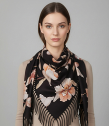 Elegantní květinová šála se střapci