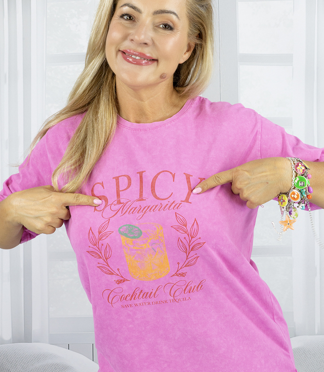 Dlouhá dámská trička tunika volného střihu s barevným potiskem SPICY