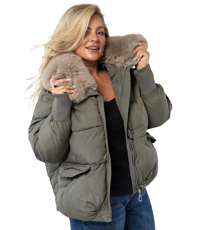 Zimní bunda bomber s odnímatelnou bundou z ovčí kůže IRMA