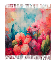 Elegantní velká květinová šála se střapci