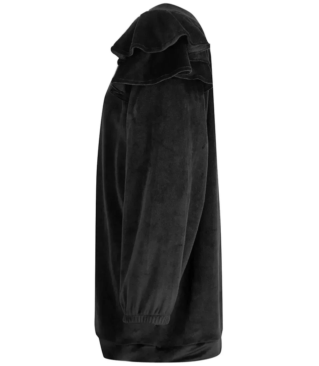 Velurová mikina s nadměrným volánem