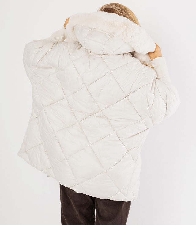 Zimní oversize bunda s kapucí a kožešinou NORDIC PUFF