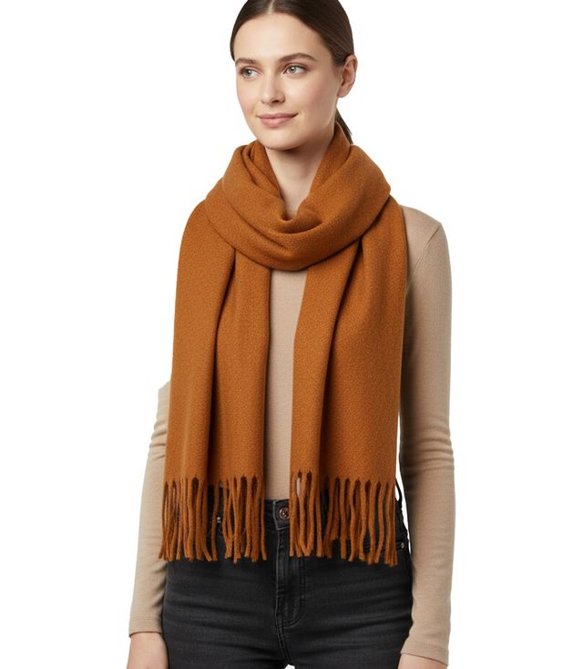 Elegantní šátek s třásněmi v jedné barvě