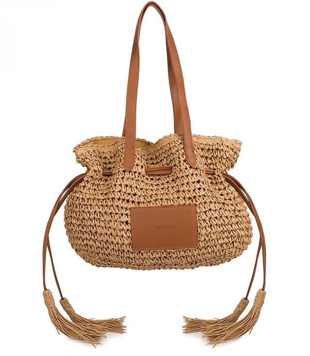 Pletená boho taška s popruhy a střapci