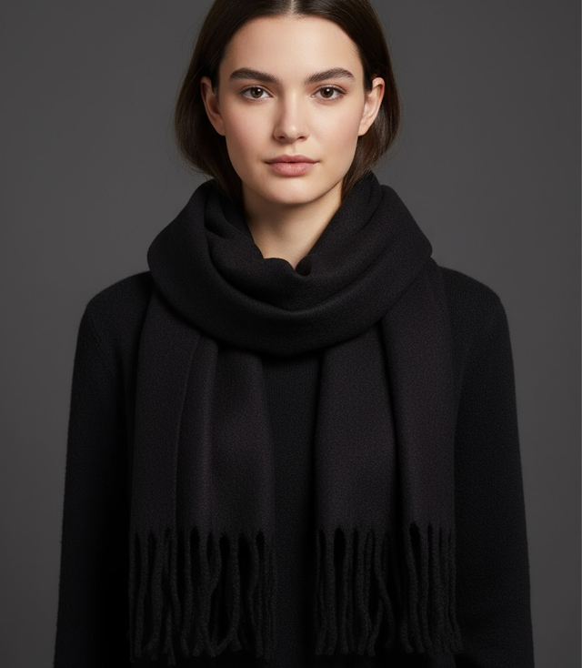 Elegantní šátek s třásněmi v jedné barvě