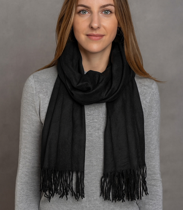 Měkká velká šála s třásněmi klasická