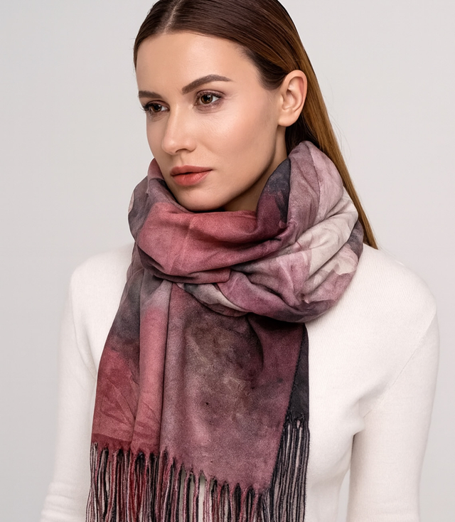 Šál střapec teplý květinový měkký hladký 180x70 cm