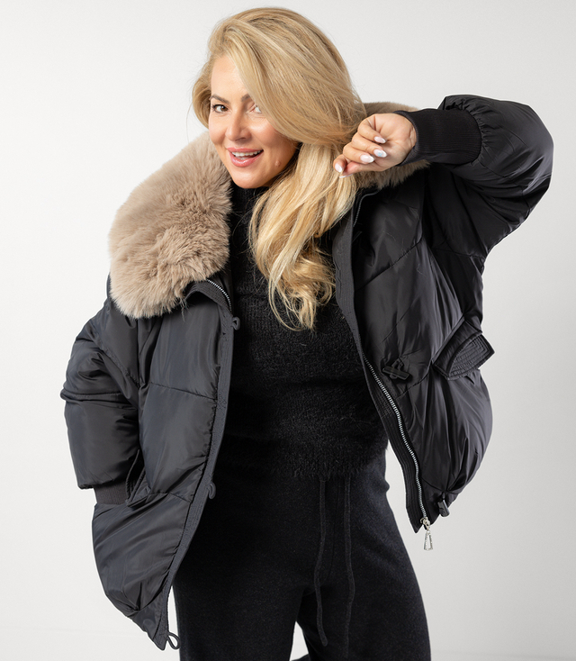Zimní bunda bomber s odnímatelnou bundou z ovčí kůže IRMA