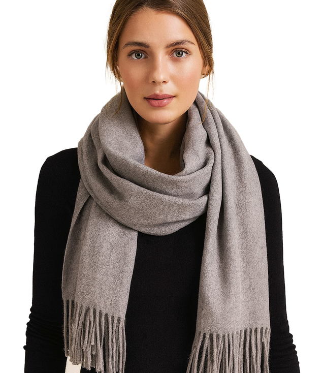 Šála Silná šála se střapci jednobarevná teplá měkká 200x70 cm