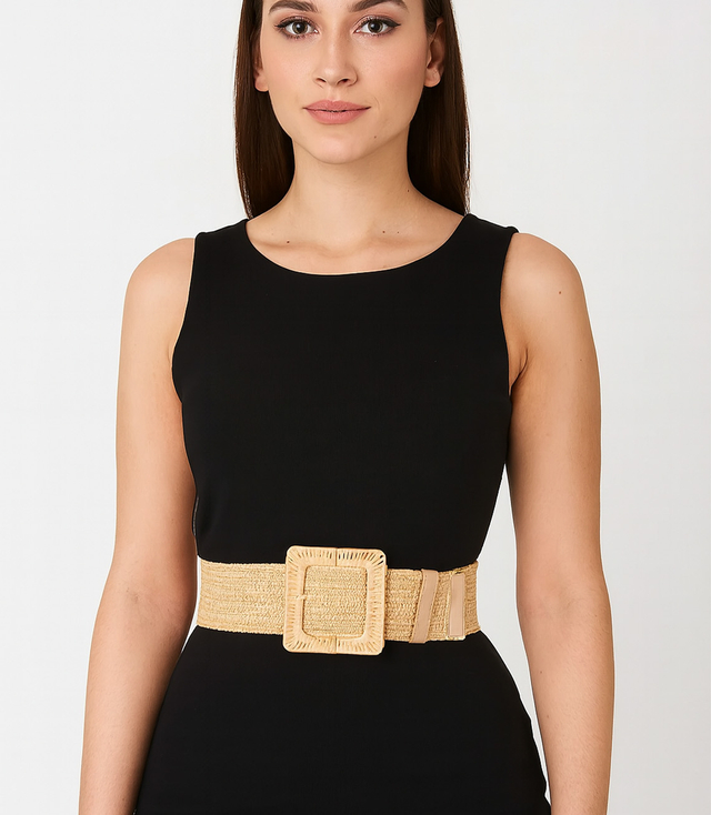 Pletený dámský opasek s velkou sponou