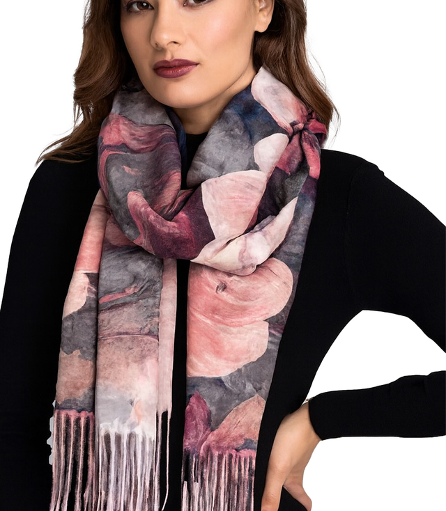 Dámský čtvercový šátek s třásněmi AGRAFKA