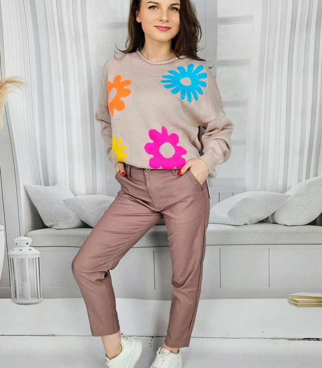 Dámské elegantní barevné cigaretové kalhoty VALERIA