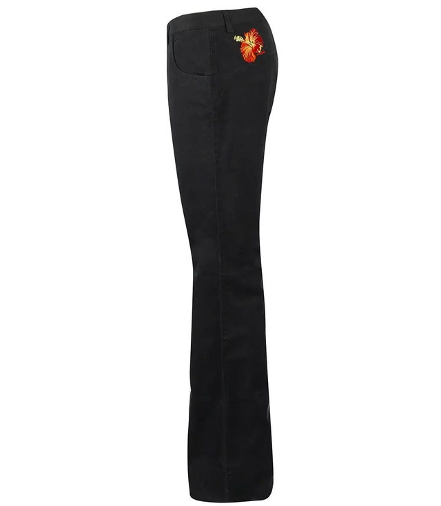 Dámské džíny s nízkým náběhem a výšivkou z džínoviny