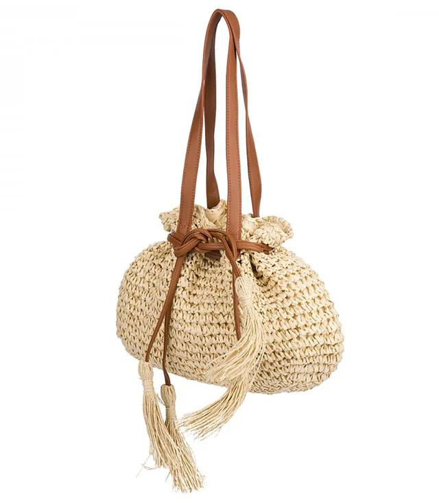 Pletená boho taška s popruhy a střapci
